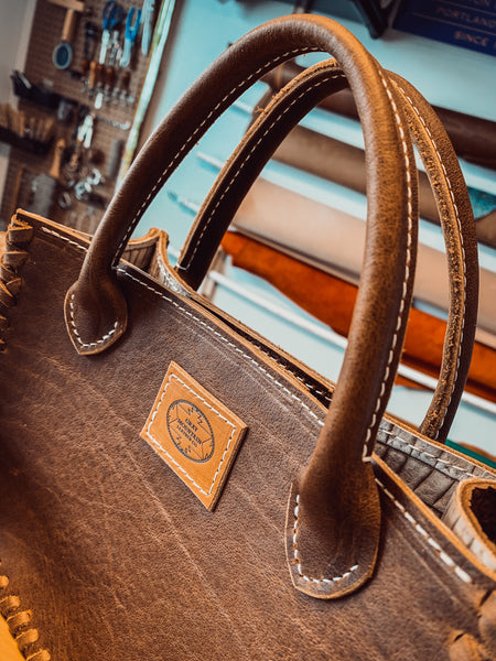 Cognac Bison + White Skull Inlay