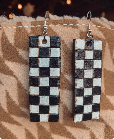 B&W Checker Earrings